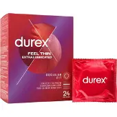 Durex Condooms Feel Thin Extra Lubricated - Regular Fit - 24 stuks