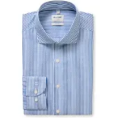 Olymp Blauw gestreept mouwlengte 7 overhemd Body fit