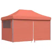 Syfax Partytent inklapbaar pop-up met 4 zijwanden terracottakleurig