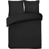 Vision Dekbedset Uni Zwart - Dekbedovertrek 240x220cm met 2 slopen - Lits-jumeaux - 100% katoen