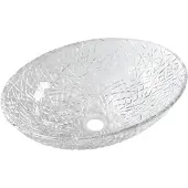Sapho Purus Gegraveerde glazen opbouwwastafel, 50x36cm, helder glas