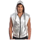 Chaks Zilveren Mouwloze Jas Met Capuchon - Maat M