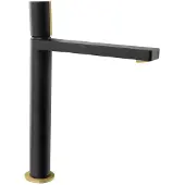 Sapho Kaisa Hoge wastafelmengkraan, 235 mm, zwart/goud mat