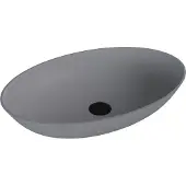 Polysan Banera Oval opzetwastafel, gegoten marmer, 60x40cm, grijs mat