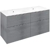 Sapho CIRASA wastafelonderkast met dubbele wastafel, 121x66x46 cm, eikenhout, zilverkleurig