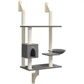 Syfax Kattenmeubel wandgemonteerd met krabpaal 153 cm donkergrijs