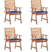Syfax Tuinstoelen 4 st met kussens massief acaciahout