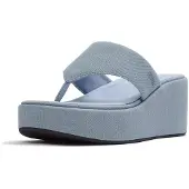 FitFlop Women Platfforms Denim Wedge Toe-Post Sandals Light Denim-Schoenmaat 40