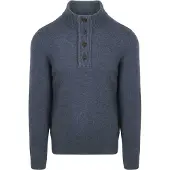 Barbour trui blauw half zip knopen wol
