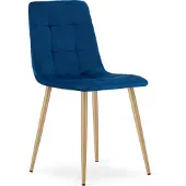 Leobert Kara - Stoel van donkerblauwe fluweel met houten poten (1 stuk)
