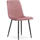 Leobert Stoel Turin, fluweel, roze, met zwarte poten, 1 stuk