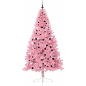 vidaXL Kunststof Voorverlichte Kerstboom met 300 LED Roze 240 cm PVC