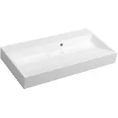 Sapho Amur Kunstmarmeren wastafel inclusief afvoerafdekking 90x46cm, zonder mengkraan gat, wit