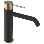 Sapho Ultramix Wastafelmengkraan, zwart mat/goud mat