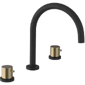 Sapho Ultramix 3 Gat wastafelmengkraan, zwart mat/goud mat