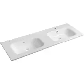 Sapho Sidra Dubbele Kunstmarmeren wastafel 141x46cm, wit