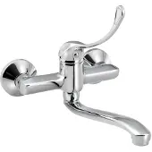 Bruckner Baron wandmengkraan, 150 mm tussenruimte, medische hendel, chroom