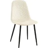 CLP Giverny Eetkamerstoel - Zonder armleuning - Metaal frame - creme Fluweel