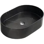 Hak Blok Natuurstenen opbouwwastafel, 55x37cm, zwart Marquin mat