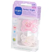 Mam Perfect Night Fopspeen Silicone Pink 0-6 2 St Fopspeen