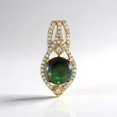 Cavill - Zilveren Hanger 925 Sterling Verguld - Mezezo Opaal 1,949 ct & Zirkonia 0,597 ct - Ronde Cabochon - Elegante Dameshanger