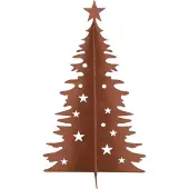 UNUS Kerstboom metaal roestlook decoratie met sterren kerstdecoratie
