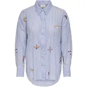 JDY Blouse 'JDYPaige' lichtblauw / lichtgeel / donkerrood / natuurwit