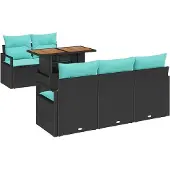 vidaXL Tuinbank Set 6 st 5-Aantal zitplaatsen Zwart en blauw