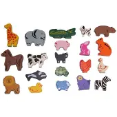 Johntoy houten dieren speelgoed set - 60 stuks - educatief speelgoed.