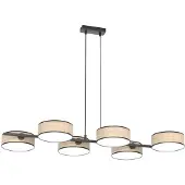 Emibig Hanglamp DRUMZ, zwart-bruin, 6x E14 fittingen, 15W, stoffen kap, afmetingen: 120x100x46 cm, IP20, merk: