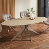Invicta Eettafel TRAVERTIN 220cm ovaal keramiek champagne greige