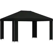 vidaXL Prieel 4 × 3 m Zwart Polyester en Staal 190 gsm