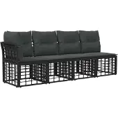 vidaXL Buiten bank set 12 pcs Zwart en Donker Grijs Polyester