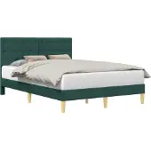 vidaXL Bedframe met hoofdeinde Donkergroen 140 x 190 cm Stof