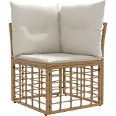 vidaXL Modulair Buitenkant Hoekbank Eenheid Naturel poly rattan