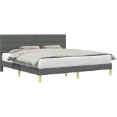 vidaXL Bedframe met hoofdeinde Donkergrijs 180 x 200 cm Stof