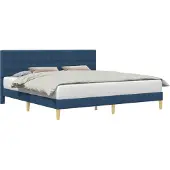 vidaXL Bedframe met hoofdeinde Blauw 200 x 200 cm Stof