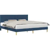 vidaXL Bedframe met hoofdeinde Blauw 200 x 200 cm Stof