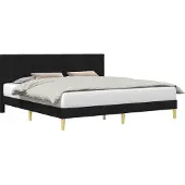 vidaXL Bedframe met hoofdeinde Zwart 200 x 200 cm Stof