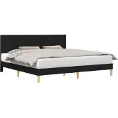 vidaXL Bedframe met hoofdeinde Zwart 200 x 200 cm Stof