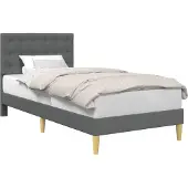vidaXL Bedframe met hoofdeinde Donkergrijs 90 x 190 cm Stof