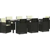 vidaXL Tuin Eettafel Set 9 pcs Antraciet- en crèmekleurig PP