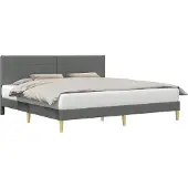 vidaXL Bedframe met hoofdeinde Donkergrijs 200 x 200 cm Stof