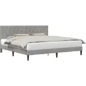 vidaXL Bedframe met hoofdeinde Lichtgrijs 200 x 200 cm Fluweel