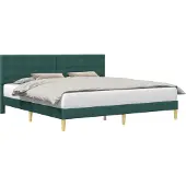 vidaXL Bedframe met hoofdeinde Donkergroen 180 x 200 cm Stof