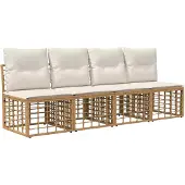 vidaXL Buiten bank set 12 st Natuurlijk en Crème Wit Polyester