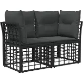 vidaXL Buiten loveseat 2 st 2-Aantal zitplaatsen Zwart en Donker Grijs