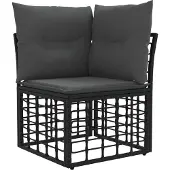 vidaXL Tuinset met 7 zitplaatsen, zwart en donkergrijs, polyester