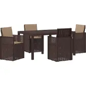 vidaXL Tuin Eettafel Set 5 st Bruin en Taupe PP