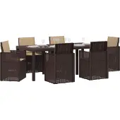 vidaXL Tuin Eettafel Set 7 st Bruin en Taupe PP
